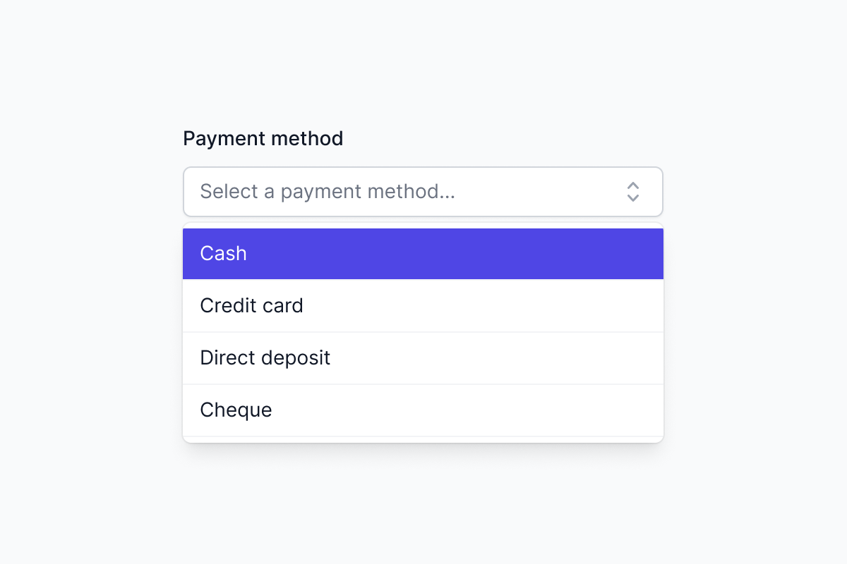 selecting a payment method